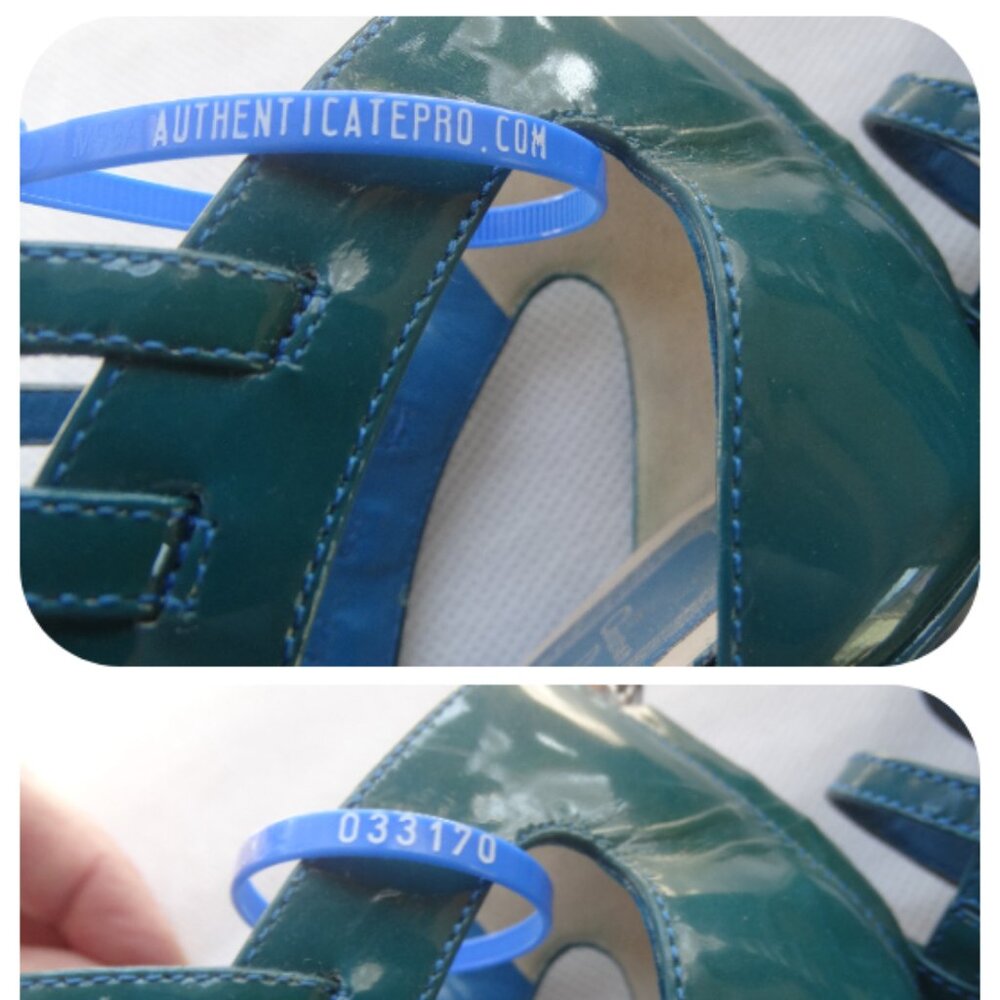 Christian DIOR 39/8.5 US, stiletto 4.5" heel ITALY cage Sandals Glossy Teal - Picture 11 of 13
